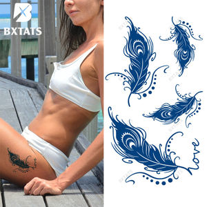 BXTAT Semi-permanente blu succo Genipa tatuaggi bella farfalla rosa rondine braccialetto piume Totem temporaneo - Product Image 1