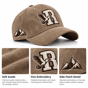 Casquette de baseball classique originale en daim à 5 panneaux pour hommes, avec logo personnalisé, vente en gros - Product Image 4