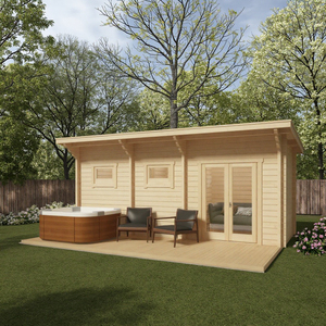 Premium Massivholz Moderne Elektrische Outdoor-Saunakabine Sauna-Duschraum mit Spa-Bad-Kombination und Computersteuerung - Product Image 2