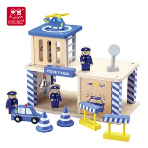 Educational Children Role Play Game Police Station Wooden Toy For Kids