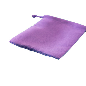 Purple Velvet <b>Drawstring</b> <b>Pouch</b> Jewelry Storage Bag Rectangular With Printing Option For Organizing Accessories And Gifts - Product Image 5