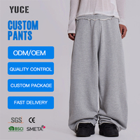 Pantalon de jogging ample en coton gris surdimensionné YUCE, taille élastique, coupe empilée, grande taille, vente en gros usine