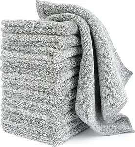 DS1284 Kitchen Towel Washing Dish Car Cleaning Towel Rags Bamboo Fiber Cloths Dishcloth Wipe Gray Bamboo Cleaning Cloth