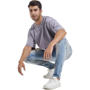 Men's Oversized Cotton T-Shirt <b>Set</b> 3 Pack Vintage Loose Fit Short Sleeve Casual Tee Breathable <b>Knitted</b> Fabric - Product Image 5