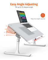 Neuer PVC-Leder-Laptop-Schreibtisch mit Bücher ständer Schublade verstellbare Beine Büro Kinder Studiert isch