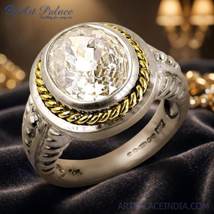 Classic 925 <b>Silver</b> Plated Cocktail <b>Ring</b> With Lab Created Cubic Zirconia Round Stone Bezel Setting Women's Engagement Jewelry - Product Image 3