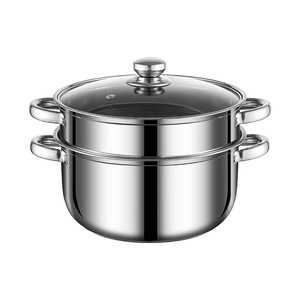 Olla vaporera de acero inoxidable de 24 cm, doble capa, con tapa, compatible con inducción, para uso doméstico, ecológica. - Product Image 2