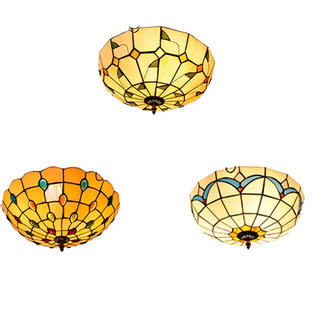 Maison Enfants Lampes D'éclairage pour la Chambre À Coucher En Verre Salle À Manger/Restaurant Lumières Led Couleur Tiffany Lampe de Plafond Vintage