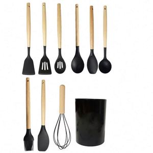 Silicone Kitchenware <b>Set</b> Wholesale Kitchenware <b>Set</b> Wooden Handle Kitchenware <b>Set</b> - Product Image 4