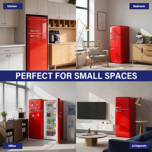 210L A+ Energiezuinige Rode <span class=keywords><strong>Retro</strong></span> Stijl Koelkast Tweedeurs Bovenvriezer Dubbele Deur Koelkast - Product Image 4