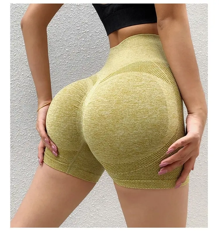 Shorts de fitness sport taille haute abdomen pêche pantalons de survêtement leggings à séchage rapide sans couture Yoga shorts pantalons pour femmes