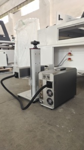 Entry Level engraving laser <b>machine</b> 20W 30W 50W Raycus Fiber Marker Engraver Printer with 300*300mm SG7110 Galvo Rotatory - Product Image 6
