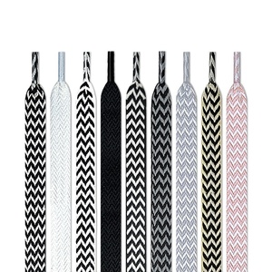 Cordones Planos de Poliéster de 1.5CM de Ancho, Trenzado en Espiga, Color Mixto Rosa y Negro para Zapatillas Deportivas Casuales de Hombre - Product Image 2