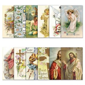 Ornements décoratifs, lapin, œuf, carte de vœux de fête, Pâques, vintage, carte postale Jésus - Product Image 2