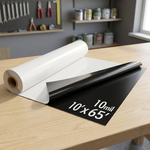 10 Mil 10'x65' Crawl Space Vapor Barrier Black White Heavy Duty Plastic Sheeting Basement <b>Waterproofing</b> - Product Image 3