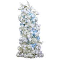Decoración para Torre de Pasteles, Flores Artificiales Azules (Rosa y Baby's Breath), Exhibición Comercial para Escaparates de Bodas, Decoración Estética