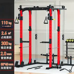 Venta al por mayor multifuncional gimnasio en casa comercial entrenamiento Smith Squat Rack Cable Crossover máquina con sistema de poleas dobles