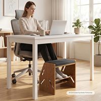 Repose-pieds réglable en bambou rembourré, coussin de bureau antidérapant à 2 couches, design ergonomique coulissant, soutien de la posture pour la maison