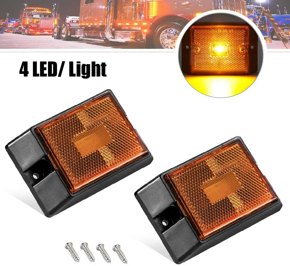 Tùy Chỉnh Siêu Sáng LED Amber Side Marker Lights Sealed Chìm Giải Phóng Mặt Bằng Đèn Phản Xạ