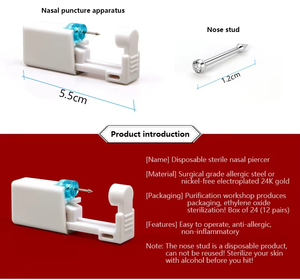 Pistolet de perçage d'oreilles avec mini clous en cristal blanc, kit d'outils de perçage d'oreilles personnel, perceur d'oreilles indolore, jetable - Product Image 3