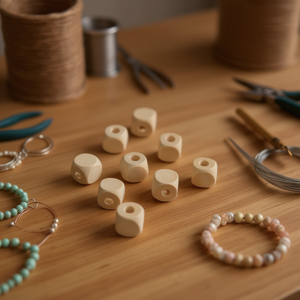 Perline in legno ILAN 16x16mm rotonde per la creazione di gioielli artigianali - Product Image 3