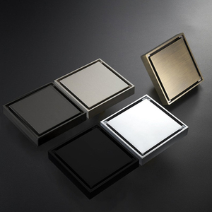 Siphon <span class=keywords><strong>de</strong></span> sol carré moderne en laiton noir <span class=keywords><strong>de</strong></span> 4 pouces, anti-odeur, <span class=keywords><strong>grand</strong></span> format, design invisible pour salles <span class=keywords><strong>de</strong></span> bain résidentielles et hôtelières - Product Image 5