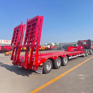 Heavy Duty 4 Axle 80-120Ton 100 120 Tons Lowbed Lowboy Low Bed Trailer Low Bed Trailer With Gooseneck