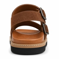 Sandales plates pour homme en daim premium, à deux boucles, confortables, souples, à bout ouvert, avec semelle contournée et semelle empilée, pour l'extérieur et le style de vie.