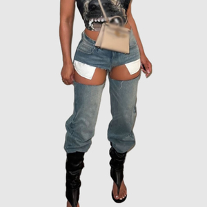 Nouvelle Collection Automne : Jean Femme Taille Basse Délavé et Déchiré à la Main, Style Urbain Tendance - Product Image 1