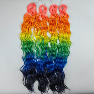 Extensiones de Cabello Trenzadas de Onda Profunda de 24 Pulgadas y 100 g, Color Arcoíris Vibrante Multicolor para Cosplay, Festivales y Uso Diario, Onda Profunda Suelta de <span class=keywords><strong>Anna</strong></span> - Product Image 4