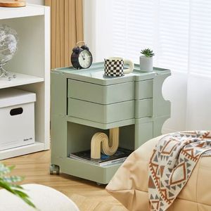 Gabinete de Almacenamiento Multifuncional de Plástico con Ruedas para Dormitorio u Oficina, Organizador Portátil con Cajones Rectangulares - Product Image 3