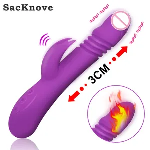 Sacknove sưởi ấm lên xuống Telescopic âm vật kích thích xoay dildo Rabbit Đồ chơi tình dục dành cho người lớn Vibrator cho phụ nữ thủ dâm