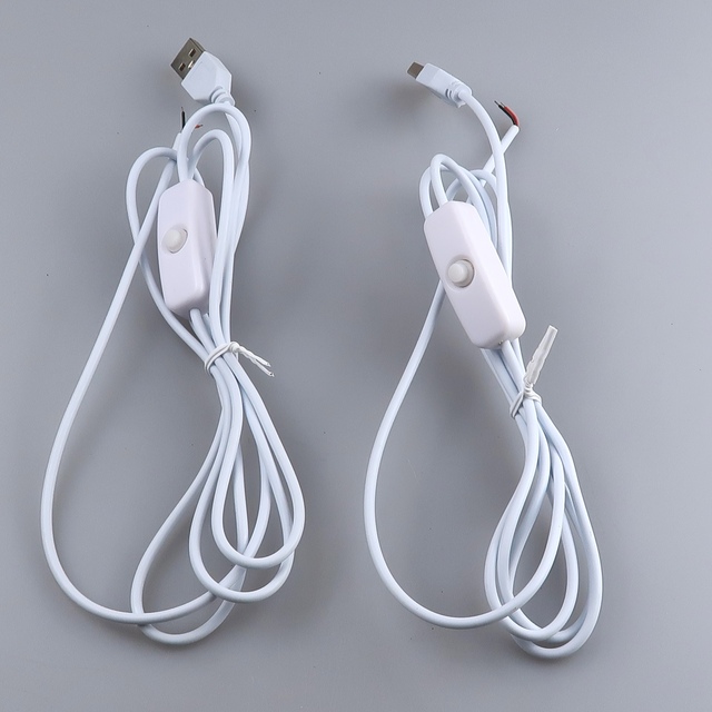 USB Power Cable with 1m 1.5m Inline Switch for LED Light Strip Grow Light White Control Button
