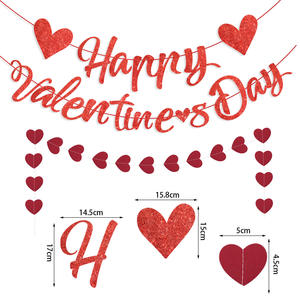 День Святого Валентина дом настенные Подвески Украшения выдвижные флаги счастливый день Святого Валентина в форме сердца украшения для вечеринки - Product Image 2