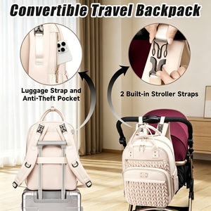 Sac à dos à couches imperméable avec matelas à langer, sangles de poussette, poche isotherme, sac de <span class=keywords><strong>maternité</strong></span> de voyage, vente en gros, fourniture directe usine - Product Image 6