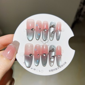 Qianya nuevo efecto blanqueador <span class=keywords><strong>azul</strong></span> lindo diseño de serpiente prensa en las <span class=keywords><strong>uñas</strong></span> hecho a mano ligero lujo <span class=keywords><strong>Gel</strong></span> <span class=keywords><strong>uñas</strong></span> postizas 10 Uds al por mayor - Product Image 4