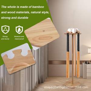 Soporte de madera para bate de béisbol, estante de exhibición de madera maciza para el hogar, sala de estar, almacenamiento en el suelo, 31x29x10cm, color natural - Product Image 4