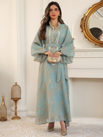 Robe de fête de l'Aïd 2025 pour femmes Broderie Maille Perlage Ramadan Abaya Longue Kaftan Vestidos Largos Robe de Dubaï Traditionnelle Musulmane
