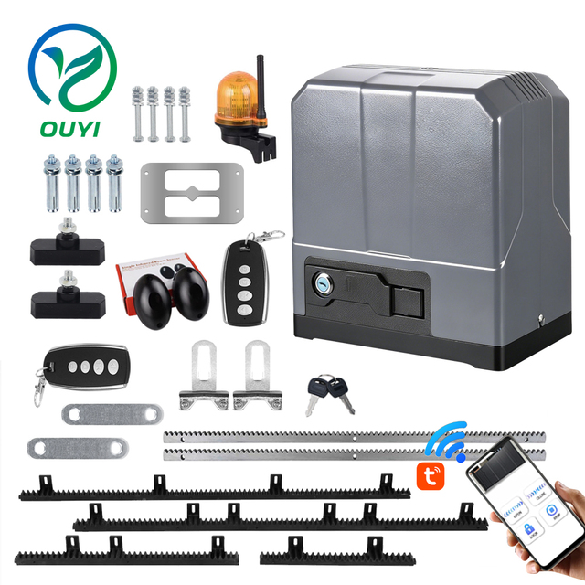 High Quality Automatic AC/DC Sliding Gate Motor Operators 370W 800kg WiFi Opener Kit Accessories for Industrial Hotel School Use