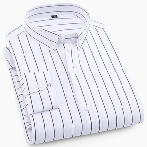 Camicie da <span class=keywords><strong>Uomo</strong></span> OEM/ODM, <span class=keywords><strong>Camicia</strong></span> Casual a Maniche Lunghe a <span class=keywords><strong>Righe</strong></span>, <span class=keywords><strong>Camicia</strong></span> alla Moda per <span class=keywords><strong>Uomo</strong></span> - Product Image 2