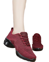Zapatillas de Jazz de baile moderno 883 para mujer, forro de malla de lona transpirable, plantilla de PU de goma, zapatos de baile informales medianos superiores de encaje