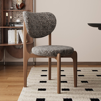 Chaise de salle à manger vintage en bois massif sans accoudoirs, en noyer, avec rembourrage doux en tissu, style moderne, luxe léger, personnalisable, pour la maison, l'hôtel, le restaurant