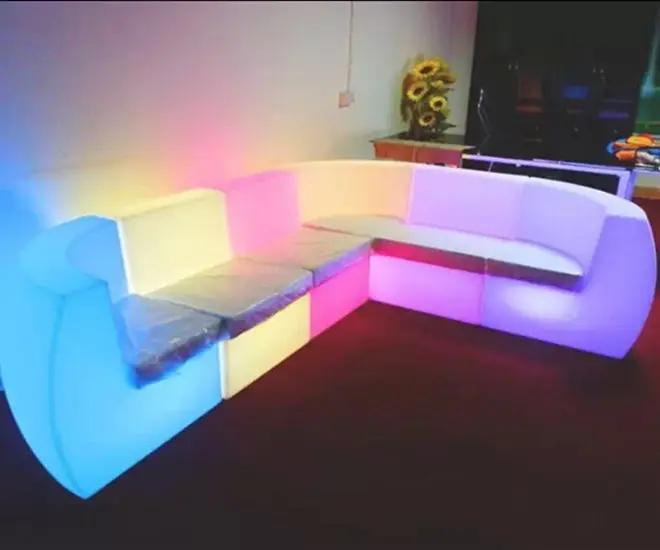 Set Furnitur Bar Klub Malam Bersinar LED Kursi Sofa Bangku Kursi Stan Set Led