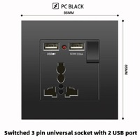 Interruptor de atenuación de luz 13A estándar del Reino Unido de alta calidad, interruptor de control de ajuste de luz, interruptores y enchufe de panel de PC negro mate