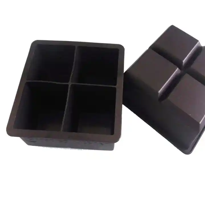 Cocktail Cubes - Extra Large Silicone Ice Cube Tray - 2.5 Inches - Black (1  Tray)