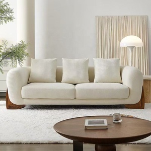 Juego de Sofás Modernos y Sencillos de Tela Crema Nórdica para Apartamentos Pequeños, Estilo Japonés Wabi-Sabi con Lana de Cordero para Sala de Estar - Product Image 1