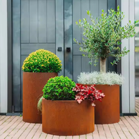 Vases modernes de luxe pour l'extérieur en forme d'anneau Jardinières rondes Plante en pot Anneau de jardinière en acier corten