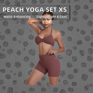 Conjunto de yoga para mujer: shorts de cintura alta efecto melocotón, top deportivo halter sin espalda, color liso, transpirable y ligero, para actividades deportivas. - Product Image 2