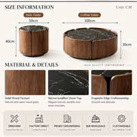 Table basse ronde avec tiroir de rangement, pierre microcristalline, design moderne de luxe, meubles de salon du milieu du siècle, OEM ODM