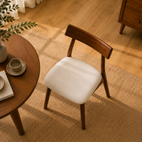 Chaise de salle à manger moderne en bois massif, écologique, avec dossier incurvé et assise rembourrée, pour la maison, le bureau et la salle à manger